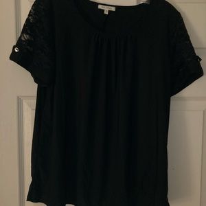 Black blouse with lace sleeves